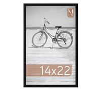 MCS Cadre Poster Foundation 35,6 x 55,9 cm, Cadre en Bois Noir Traditionnel, Fixation Murale Verticale et Horizontale, Grand Cadre Photo pour Photos, Posters et Œuvres d'Art (Lot de 1)