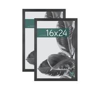 MCS Studio Gallery Lot de 2 Larges Cadres Photo 40,6 x 61 cm, Grain de Bois Noir, Orientation Verticale et Horizontale, à Suspendre, pour Affiches et Impressions d'art