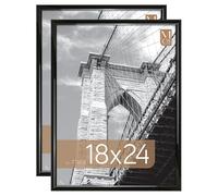 MCS Trendsetter Lot de 2 Larges Cadres pour Affiche 45,7 x 61 cm, Noir Brillant, Orientation Verticale et Horizontale - pour Photos, Affiches et Impressions d'art