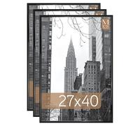 MCS Trendsetter Lot de 3 Larges Cadres pour Affiche 68,6 x 101,6 cm, Noir Brillant, Orientation Verticale et Horizontale - pour Photos, Affiches et Impressions d'art
