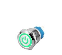 MCSEROST Interrupteur à Bouton-Poussoir métallique étanche de 16 mm, Interrupteur d'alimentation momentané Verrouillage Automatique, 6 V, 12, 24, 220(Green,12V)