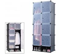MCTECH Armoire Penderie étagère de rangement modulables plastiques noir imprimé cabinet avec Armoire avec Chaussures