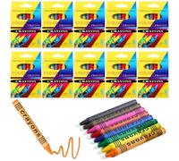 MCTNCT 10 boîtes Couleur Bébé Crayons,Crayons de Couleurs Enfants 3 en 1 Set,8 Gros Crayons de Couleur pour Enfant, Pure Cire d’Abeille, Couleurs Vives Non-Toxique Qualité Alimentaire,80 bâtonnets