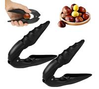 MCTNCT 2 Pièces Pince a Chataigne,Coupe Chataigne Ouvre Chataigne Multifonctionnels Casse Noix sans Effort Casse Noix en Métal avec Poignée Antidérapante pour Châtaignes et Noix (Noir)