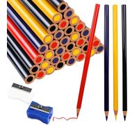 MCTNCT Lot de 40 Crayons de Charpentier, 177 mm Crayon Chantier,Crayon Menuisier pour Travail Bois avec 2 Taille-Crayons, pour Artisans,Atelier,Ouvriers,Outils Marquage(Noir,Rouge,Jaune et Bleu)
