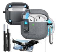 MCTOPZO Compatible avec AirPods 4e génération avec support de téléphone et kit de nettoyage compatible avec Magsafe, verrouillage automatique magnétique pour Airpods 4 avec coque de charge à