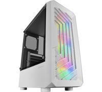 Mctor, Boîtier Semi-Tour Gaming Atx, Fenêtre Latérale Complète, Design Frontal Mesh, 3X Ventilateurs Frontaux Frgb 120Mm, Design Double Chambre, Blanc[ZHB0708]