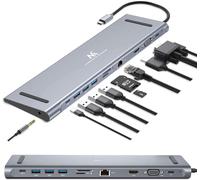 Mctv-850 11 En 1 Usb C 3.1 Station D'Accueil Hub Adaptateur Hdmi / 3 Ports Usb 3.0 / Alimentation Usb-C/Pd (Power Delivery) / Vga 1900 X 1200 @ 60 Hz/Rj-45 / Audio 3,5 Mm Port Sd/Tf