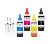 MCUXMVUMI Kit de Recharge d'encre à Colorant Universel, 4x100ml, Compatible avec Les imprimantes 932 933 178 920 950 951 952 953 954 955 364 564 655 685 711 970 971