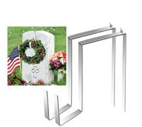 Mcvomv Lot de 2 supports de couronne pour cimetières réglables pour portes d'entrée, décorations de pierre tombale pour cimetières, Halloween, Noël