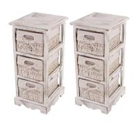 2x commodes /meubles d'appoint / étagères, 3 paniers, 25x28x58cm, shabby, vintage, blanc