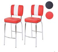 MCW 2x tabouret de bar Avellino design rétro des années 50 similicuir rouge blanc