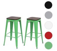 Mendler Tabouret de bar HWC-A73 empilable Vert 2X