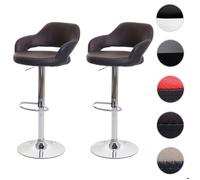 Mendler Tabouret de bar HWC-F16 pivotant avec dossier simili cuir brun-noir Lot de 2