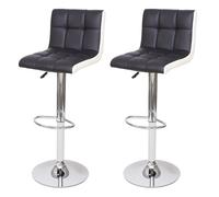 MCW 2x Tabouret de bar MCW-G87 similicuir noir blanc pied chromé