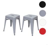 MCW 2x tabouret MCW-A73, tabouret en métal, design industriel, empilable ~ gris