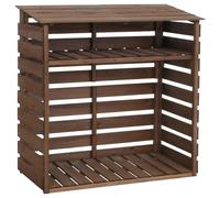 MCW Abri à bois MCW-Q16, étagère pour bois de chauffage, abri à bois, support pour bois de sapin MVG 121 x 122 x 61 cm ~ brun foncé