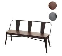 Banc à 3 places, HWC-H10,salle à manger, design chesterfield,industriel,gastronomie,similicuir - noir-marron