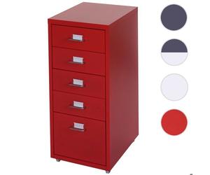 MCW Caisson à roulettes Boston T851 69x28x44cm 5 tiroirs rouge