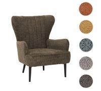Mendler Fauteuil lounge HWC-K37 Chenille (500 g/m²) Oeko-Tex vert-brun