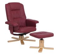 MCW Fauteuil relax /de relaxation M56 avec pouf, simili-cuir ~ bordeaux