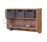 MCW Garderobe murale MCW-A43 étagère bois de sapin vintage patchwork 42x60x24cm