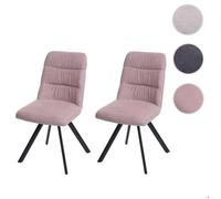 Lot de 2 chaises de salle à manger HWC-J69, chaise de cuisine, pivotante Auto-Position, velours rose