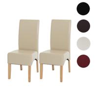 MCW Lot de 2 chaises Latina cuir reconstitué ~ couleur crème pieds clairs
