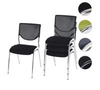 Lot de 4 chaises de conférence / visiteur T401, empilable siège noir, pieds chromés