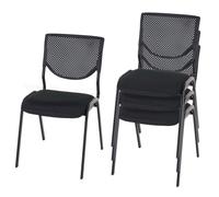 MCW Lot de 4 chaises de conférence T401 empilable siège noir pieds noirs