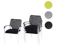 Lot de 4 chaises de conférence / visiteur Tulsa, empilable, tissu siège noir, dossier noir