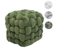 MCW Pouf MCW-Q48 pouf ottoman rembourré à nœuds velours (220 g/m²) 39 cm ~ vert