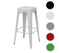 Tabouret de bar HWC-A73, chaise de comptoir, métal, empilable, design industriel blanc