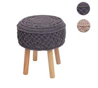 Mendler Tabouret HWC-J43 rond 45 x 41 cm tissu gris foncé