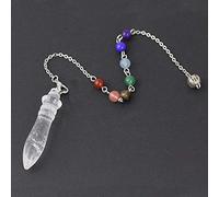 MCWJ Crystal Naturel Cristal Cristal Quartz Pendulum Pendentif Amethystes Lapis Lazuli Reiki Pierre Pendule Pendule Divination Bijoux-Crystal de Roche B