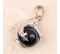 MCWJ Pendentif en cristal1 Griffe de Dragon de Couleur Or Jaune Clair avec Pendentif en agates Noires-Couleur Or Clair_Le Noir_Chine