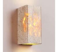 MCWYH Applique murale d’extérieur en travertin jaune naturel, Applique murale à source de lumière LED 9W, Applique murale de couloir d’entrée d’escalier de maison rétro, Lampe décorative extérieure de