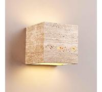 MCWYH Applique murale d’extérieur en travertin jaune naturel, Applique murale à source de lumière LED 9W, Applique murale de couloir d’entrée d’escalier de maison rétro, Lampe décorative extérieure de