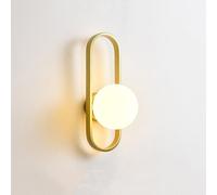 MCWYH Appliques murales nordiques en métal, appliques murales boule en verre dépoli à 1 lumière, appliques murales de chevet de chambre à coucher intérieure, luminaire mural moderne pour balcon, coulo