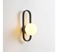 MCWYH Appliques murales nordiques en métal, appliques murales boule en verre dépoli à 1 lumière, appliques murales de chevet de chambre à coucher intérieure, luminaire mural moderne pour balcon, coulo