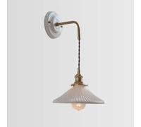 MCWYH Appliques murales réglables d'intérieur, appliques murales à abat-jour en céramique plissée blanche, appliques murales modernes en laiton, luminaire mural japonais pour chambre à coucher et salo