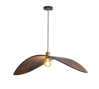 MCWYH Lustre japonais Style Wabi-sabi Abat-jour en bois de noyer Lampe suspendue Corps de lampe en métal avec base E27 / E26 Lampes suspendues Lampes simples Salon Lampe suspendue pour restaurant Sall