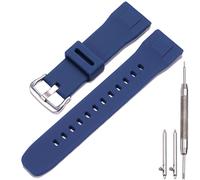 MCXGL Bracelet de montre en silicone imperméable compatible avec Casio Protrek PRG650 600 PRW6600 - Bracelet de montre sport pour homme - 24 mm - Boucle argentée (bleu foncé)
