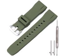 MCXGL Bracelet de montre en silicone imperméable compatible avec Casio Protrek PRG650 600 PRW6600 - Bracelet de montre sport pour homme - 24 mm - Boucle argentée vert militaire