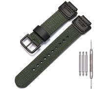 MCXGL Bracelet de rechange antichoc de 16 mm compatible avec Casio GA100 110 120 700 2100 DW5600 6900 AWG-M100 GW9400 - Bracelet de montre en nylon - Accessoires de montre (bouton vert militaire)