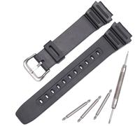 MCXGL Bracelet de rechange unisexe en résine imperméable compatible avec Casio AE-1100 SGW500 W-218 F-108 (noir avec boucle argentée)