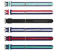 MCXGL Lot de 6 bracelets de montre multicolores en nylon lavables pour homme et femme (12 mm, 16 mm, 18 mm, 20 mm), Style2 - Boucle dorée, 20mm, Ceinture en maille pour femme
