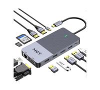 MCY 12-In-1 USB-C Hub with Triple Monitor Support (1000Mbps Lan+VG USB3.0/USB2.0+SD/TF+2 HDMI 4K 30Hz+85W PD）