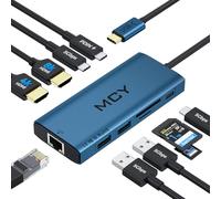 MCY Concentrateur USB C, station d'accueil pour ordinateur portable, double moniteur, 8K, 2 x 4K @ 60 Hz, adaptateur multiport 10 en 1 de type C avec PD100W, lecteur de cartes, extension, répartiteur