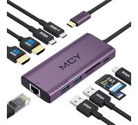 MCY Station d'accueil pour ordinateur portable simple 8K, double moniteur 4K @ 60 Hz, hub USB C Ethernet 10 en 1, adaptateur USB-C vers HDMI PD100W, port de données USB, SD/TF, Dongle de type C pour